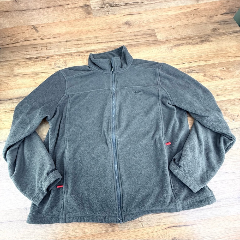 LL Bean Mens 3 In One Jacket M Red / Gray Packable Hood Fleece Inner Zip…